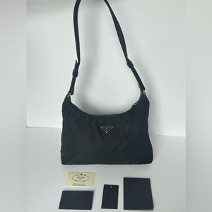 Authentic Prada Black Nylon Shoulder Bag